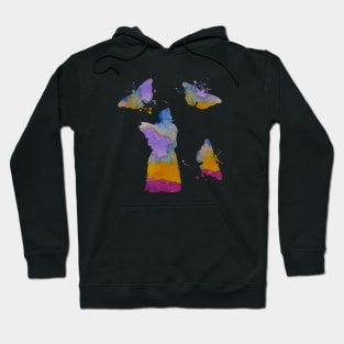 Yorkshire Terrier Art, Yorkie, Colorful, With Butterflies, Dog Silhouettes Hoodie